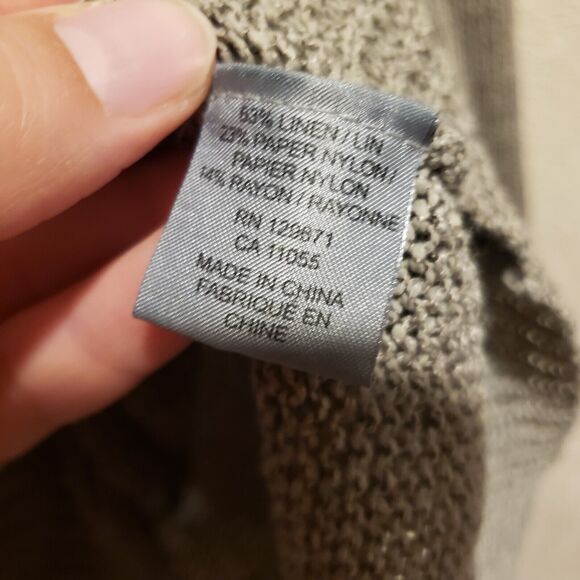 360 Sweater Women's Size Medium Taupe Tan Linen Blend Open Back Sweater Chunky - Picture 5 of 10